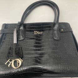 Christian Dior Crocodile Black Tote Bag