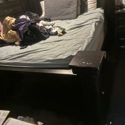 Queen bed headboard and footboard  nightstand  tall dresser