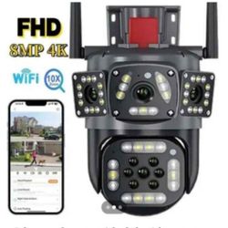 Four-screen Ptz 10x zoom wireless security camera, waterproof human tracking Ip closed-circuit television camera