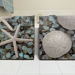Beach/Sea Glass Theme Set Of 2 Canvas Prints