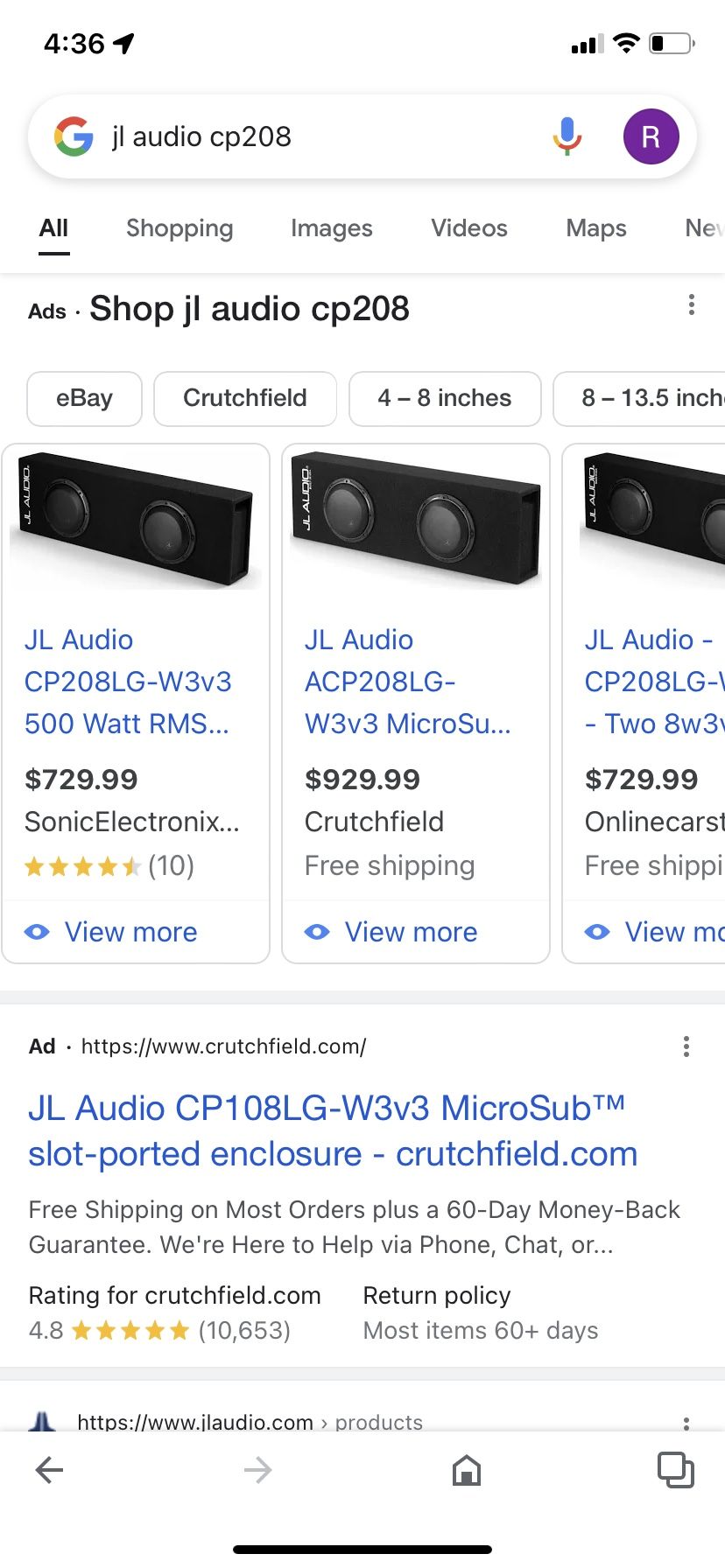 Jl Audio 2 8” Tw3v3 Subwoofer Box