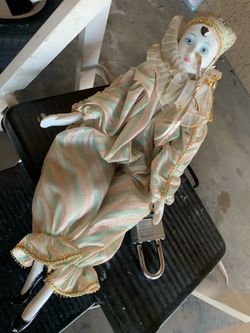 decorative Pierrot-style porcelain clown  doll $25 obo
