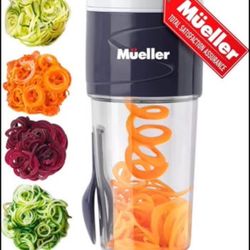 Brandnew  Spiralizer for Veggies, Salad Container for Lunch - All-In-One Food Prepper, Zucchini Noodle Maker, Vegetable Spiralizer, Comes with Fork, S