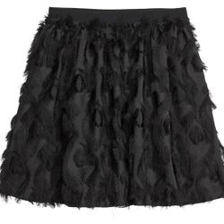 Women’s H&M Black mini skirt with feathered detail size 8