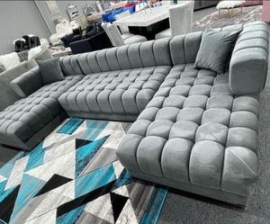 Grey Velvet Sectional