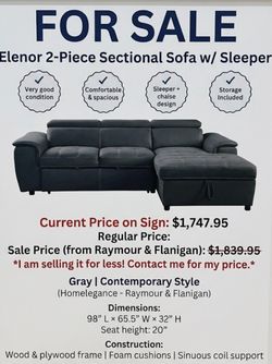 Elenor 2-Piece Sectional Sofa w/ Sleeper