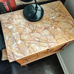 Antique Marble Top Bedside Table