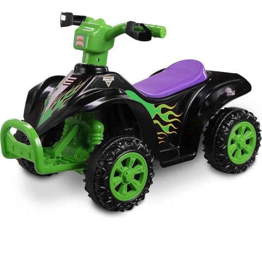 Monster Jam 6V ATV Quad for Kids - Powerful and Safe Ride-On Toy with Rechargeable Battery - Forward and Reverse D