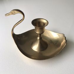 Vintage Brass Swan Candle Holder