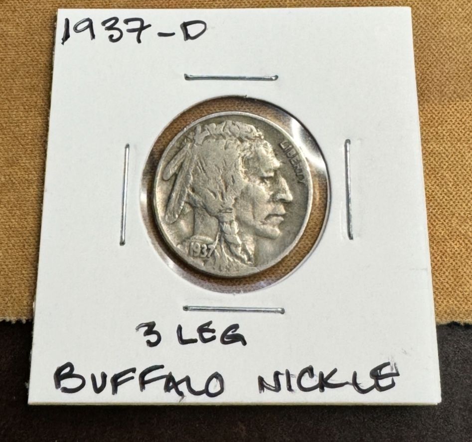 Rare 1937D 3 Legged Buffalo Nickel