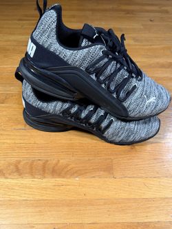 PUMA Axelion Men’s 10 Black Gray Knit Training Sneakers 191425-04. B