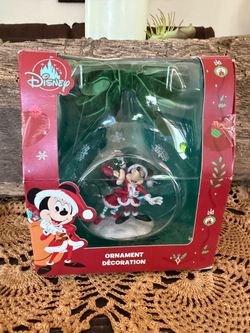 Disney Parks Mickey & Minnie Mouse Glass Drop Sketchbook Ornament