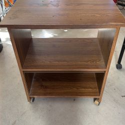 Small Rolling Utility Two Shelf Cabinet With Roll Down Gate