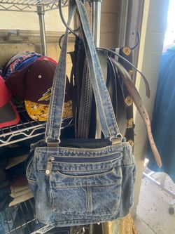 Vintage Y2K Denim Multi-Pocket Shoulder Bag Hobo Purse Blue Jean Grunge