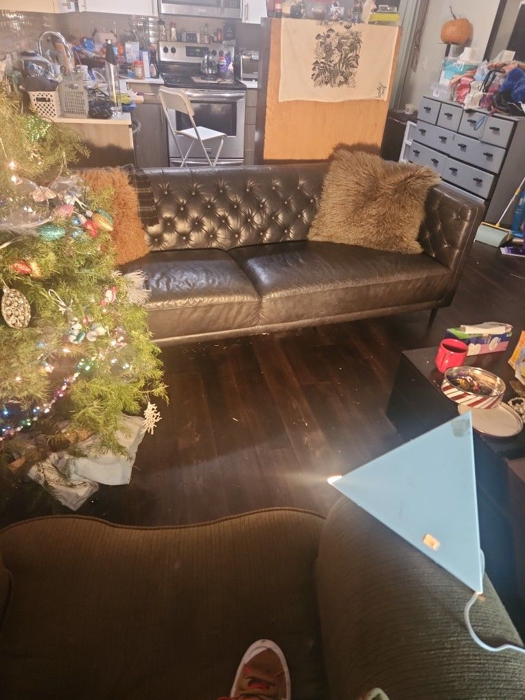 CB2 Savile Leather Tufted Sofa
