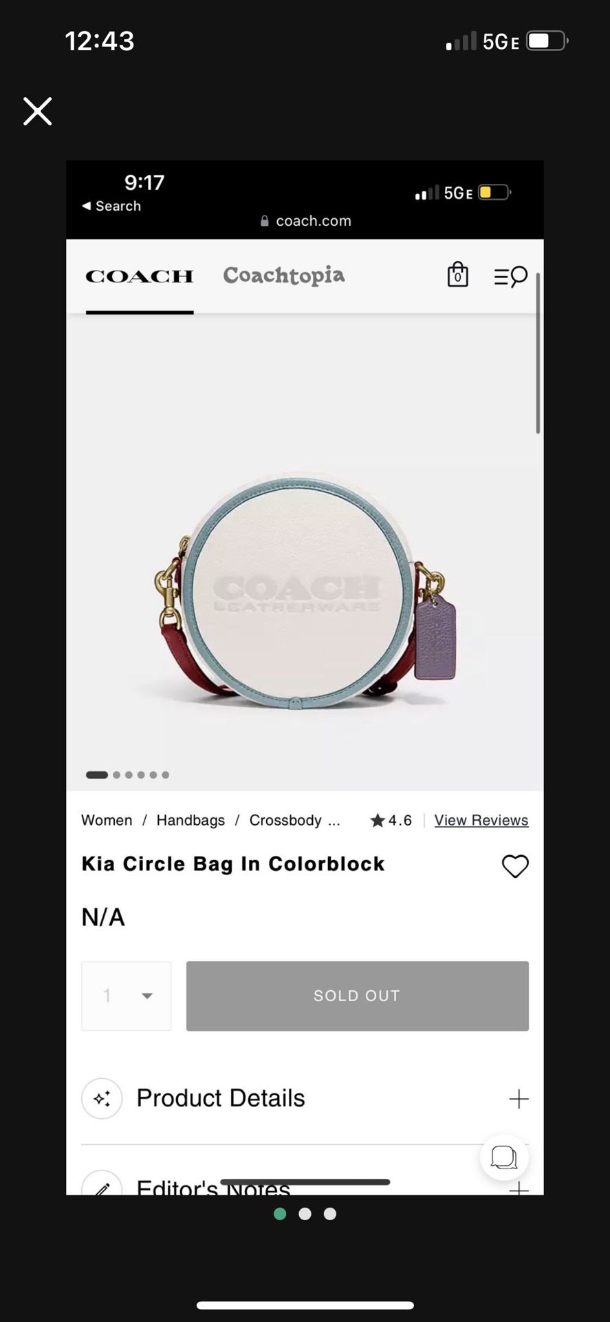 COACH Kia Circle Bag In Colorblock