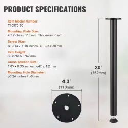 4#30 Inch Adjustable Desk Legs, Reinforced Steel Office Table Furniture legs Set of 4 for DIY, 1200 lbs Load Capacity Heavy Duty Desk Legs, Quick Inst