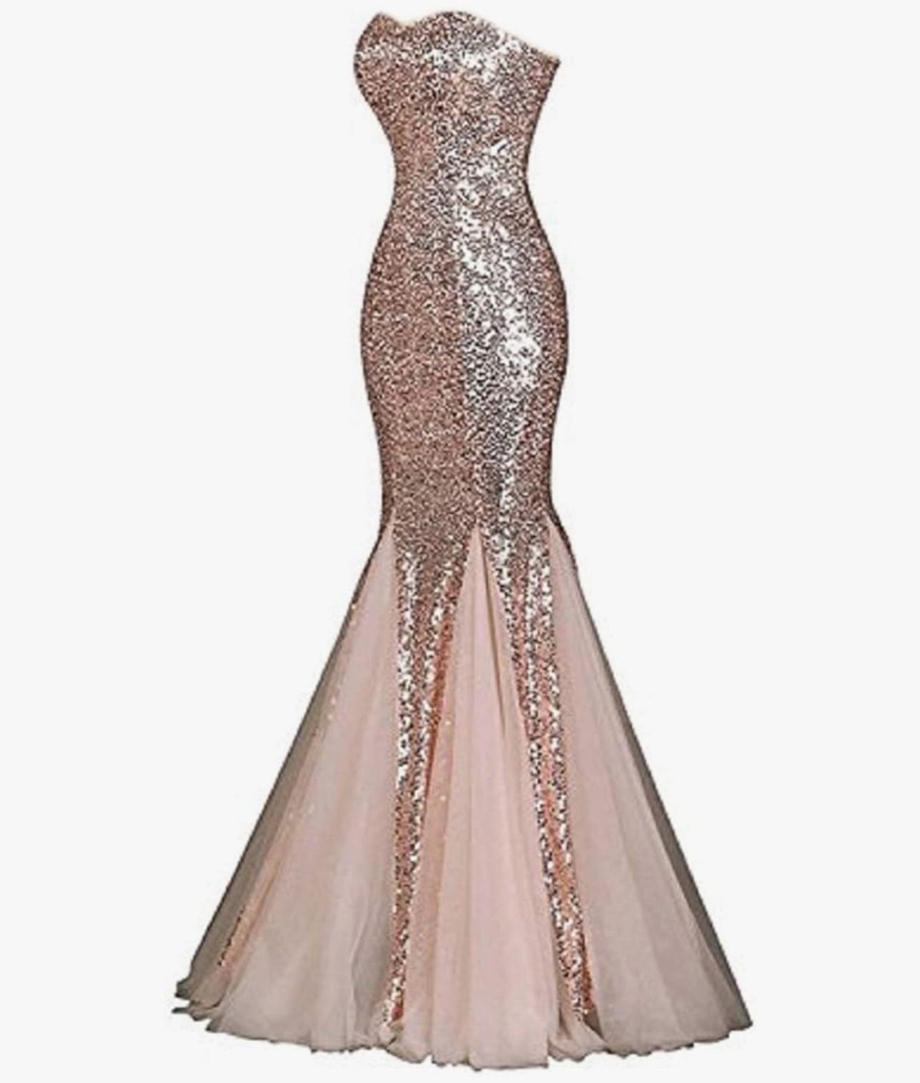 Light Pink Women Sparkly Sequins Mermaid Prom Dresses Long Strapless Formal Evening Party Gown