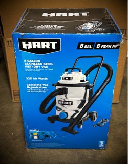 Brand New In Box HART 8 Gallon 6 Peak HP Stainless Steel Wet/Dry Vacuum