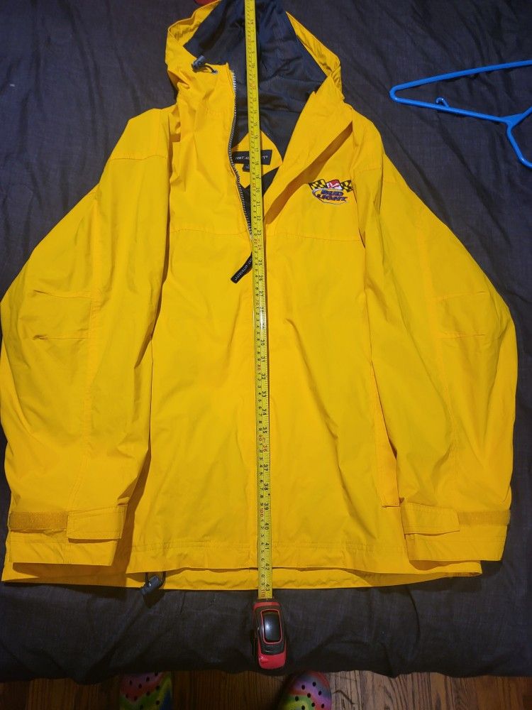 Yellow Port Authority Rain Jacket W/ Bud Light Emblem And Maryland Flag Large