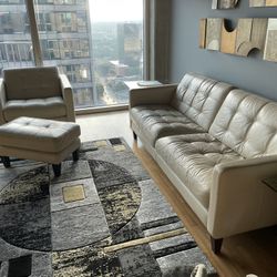Genuine Leather Sofa, Chair and Ottoman 
