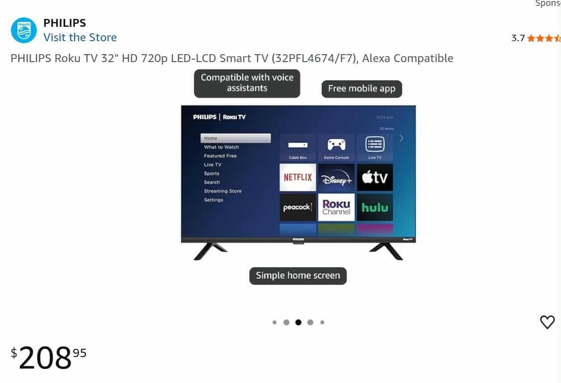 32 INCH ROKU PHILLIPS TV