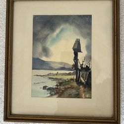 Original Signed 1940’s Watercolor Framed Artwork Art Wall Hanging Collectible Estate Find 