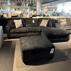Grey 2pc Chaise Sectional Couch