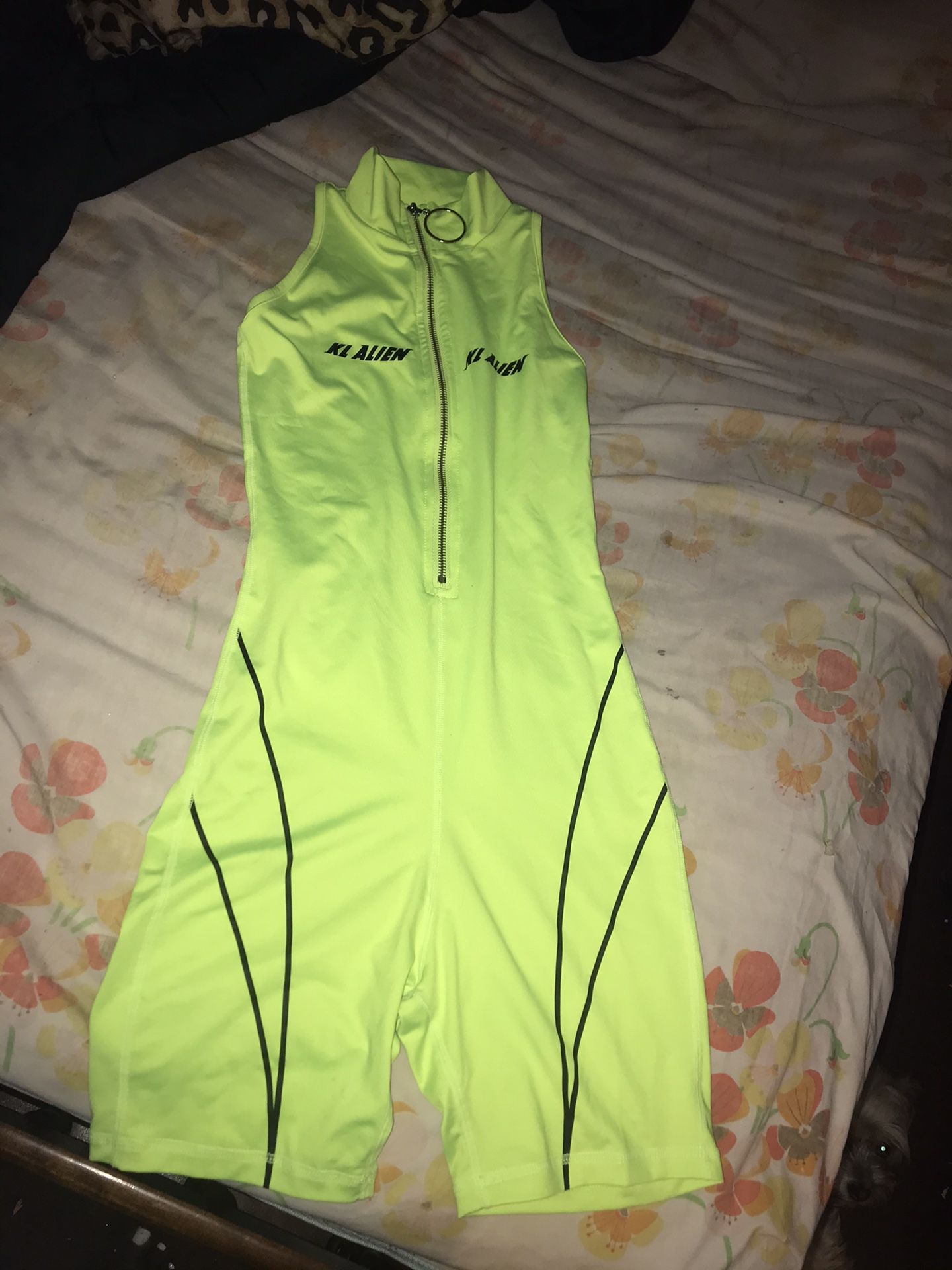 Neon green KL Alien bodysuit size small