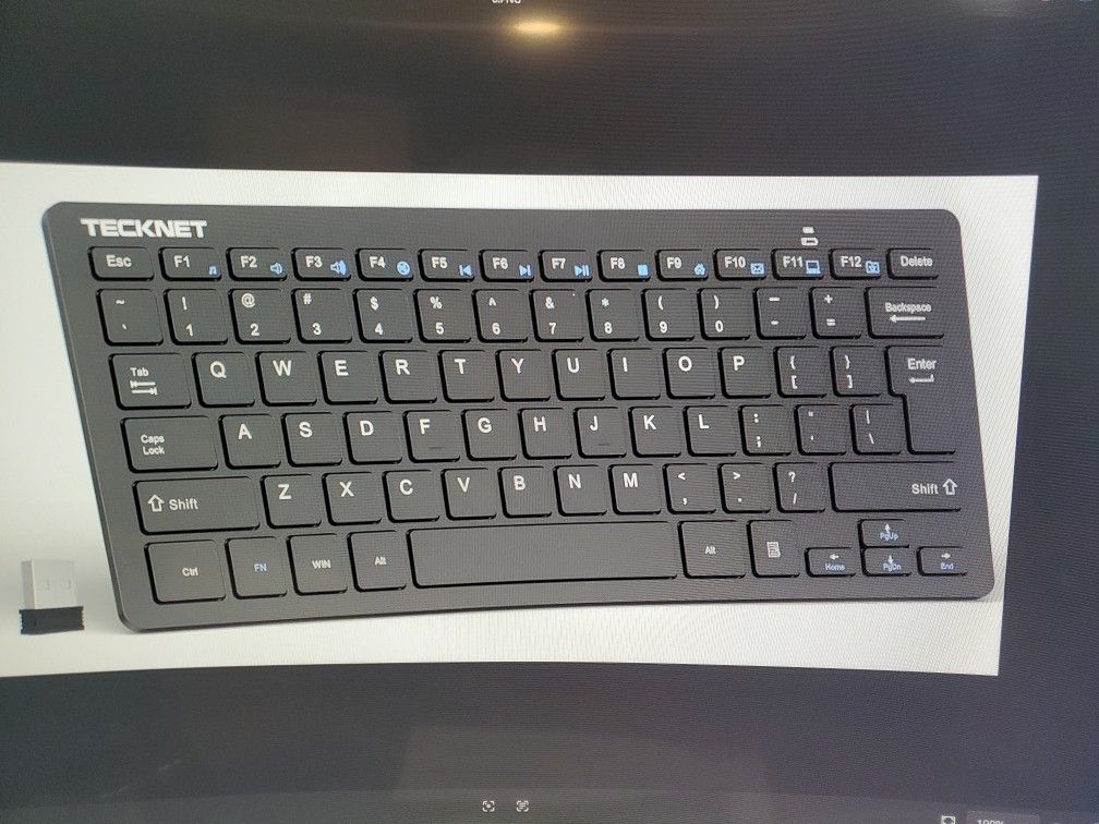 Black Mini Compact Wireless Keyboard With Hot Keys USB-A Receiver