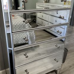 Mirrored Chest Dresser Five Drawer