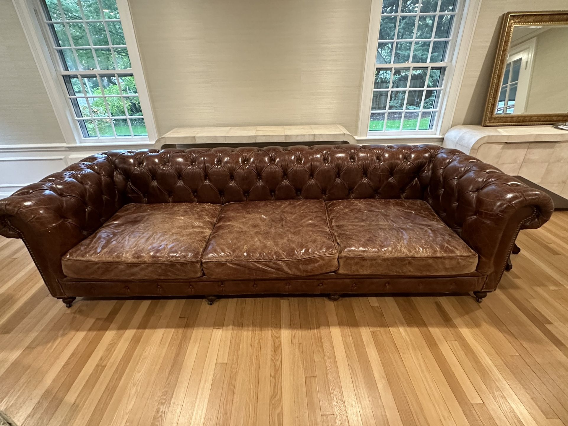 RH - Kensington leather Couch 118" (cigar)