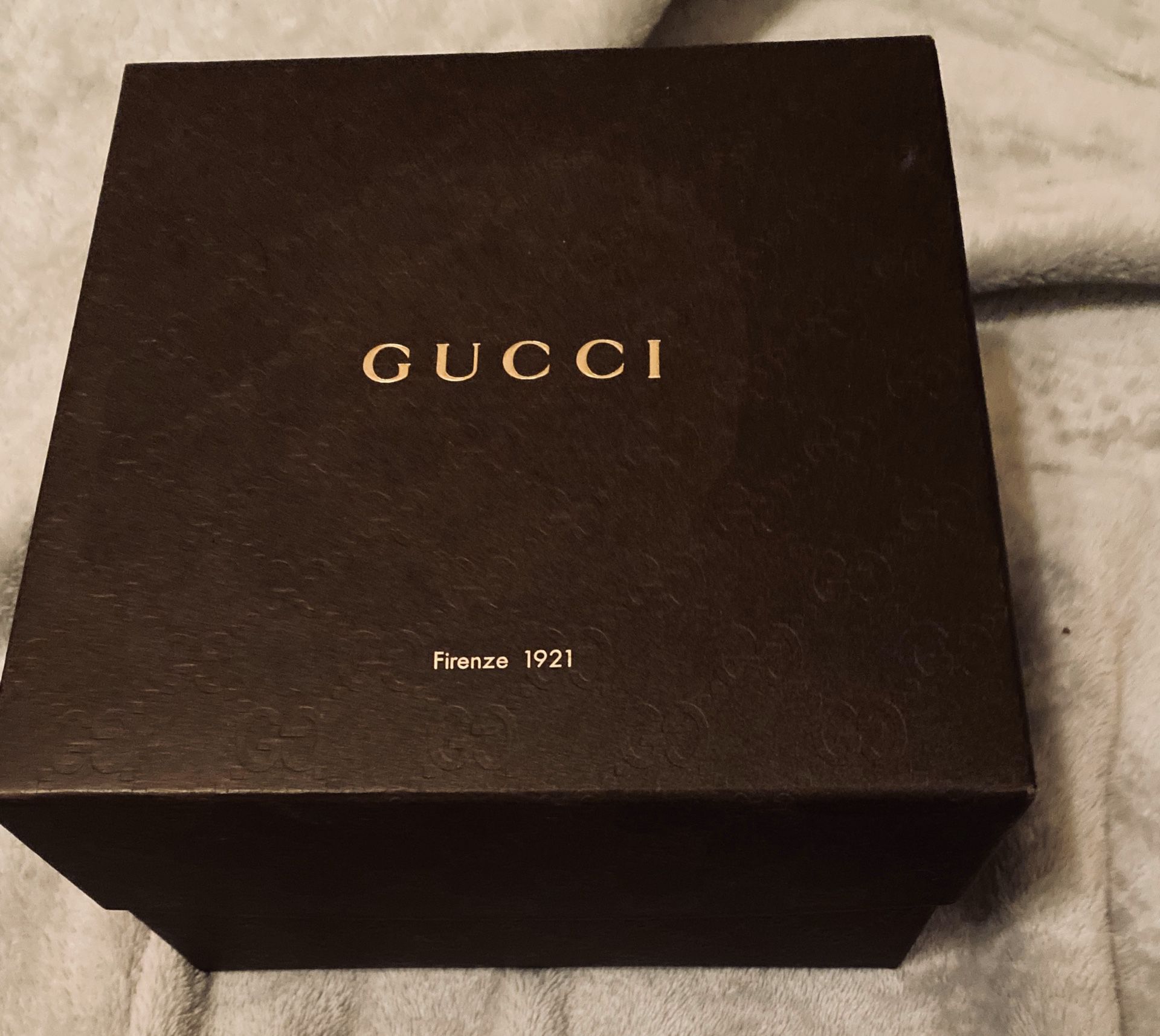 Gucci Box 7”x7.5” 5” deep to fit belt, wallet, hat or scarf for gift