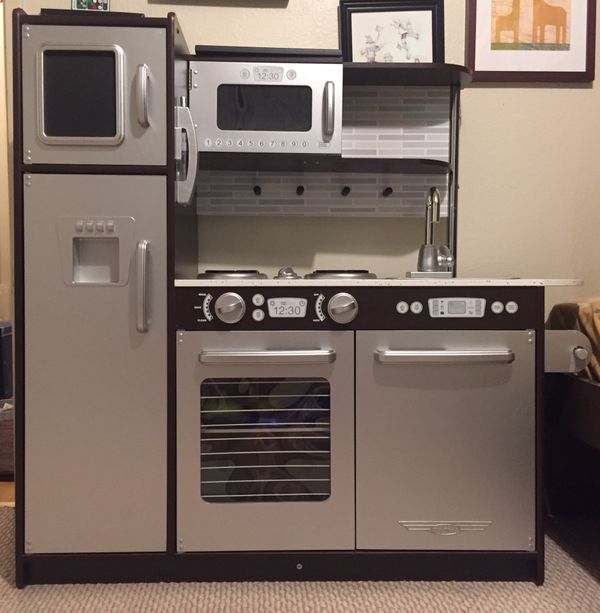 Kidkraft Uptown Espresso Kitchen With Play Food And Accessories