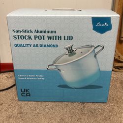 Lovoln Aluminum Stock Pot with Tempered Glass Lid 7 QT Non-Stick Ceramic Coating