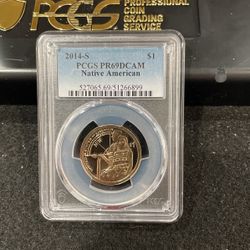2014 S Gem Proof Native American Dollar Graded At PR69 With A Deep Cameo B-6