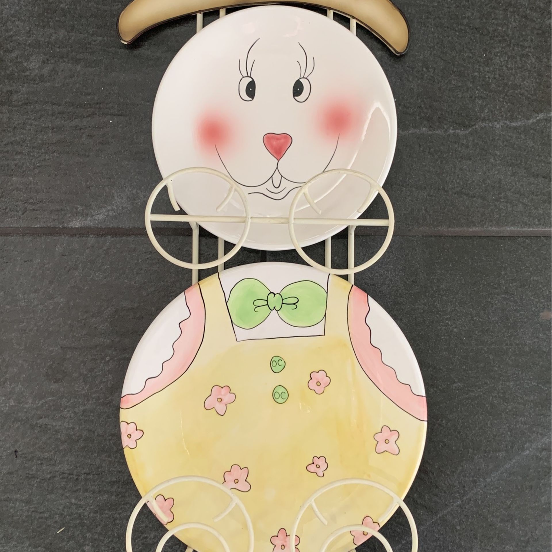Hanging Easter Bunny Double Plate Metal Holder UNIQUE