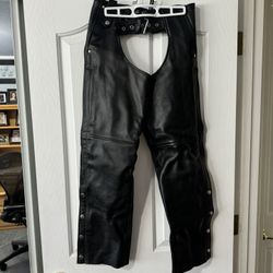 Women’s Leather Motorcycle Chaps. -  Size Extra Small