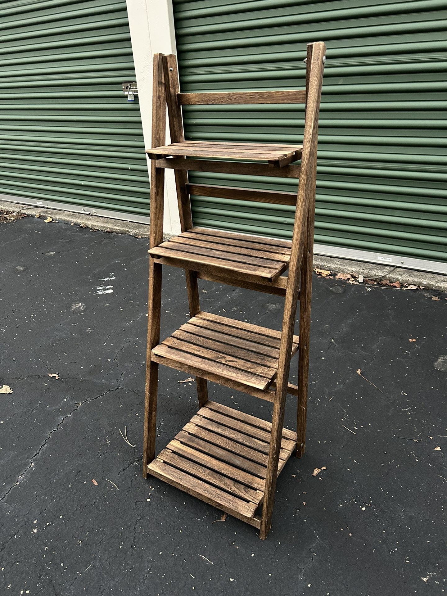 Foldable 4-Level Approx. 44” Tall Lightweight Collapsible Wooden Shelf