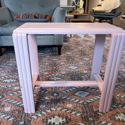 Quirky Vintage Wooden Side Table – Light Pink – 23” x 12” x 10.5”