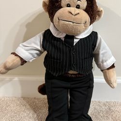 Build A Bear Dark Brown Monkey 18" Plush Stuffed Animal Toy X Belly Button