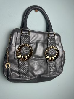 Vintage Betsey Johnson Gold Studded Leather Bag Lots Of Storage 