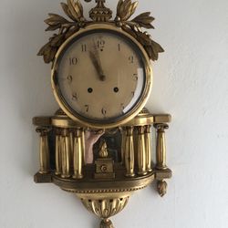 Antique Wall Clock Swedish Parts Or Repair