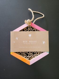 NEW Wooden Hexagon Bee House Hotel - Painted Sides, Wall Mount