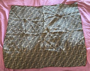 Title: Fendi Zucchino FF Monogram Silk Scarf – Brown/Red $125 OBO