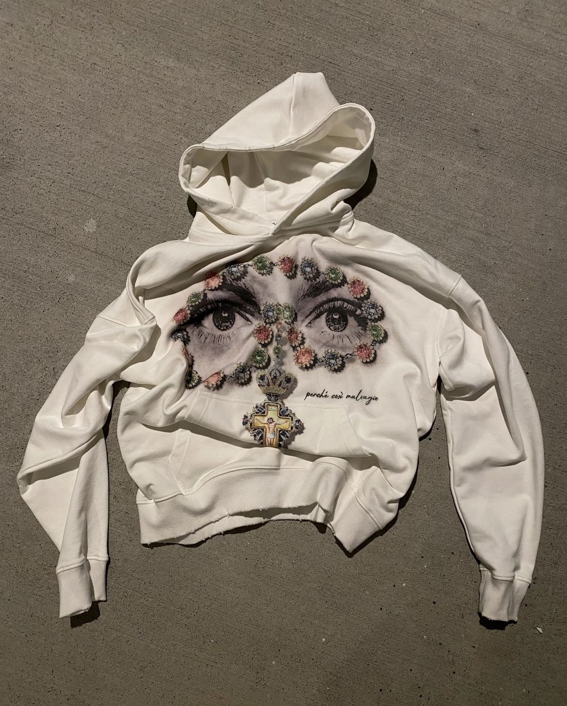 White hoodie Cross Design