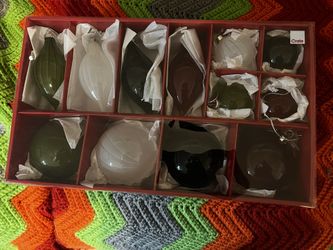 Glass Crate & Barrel Ornaments Set NIP
