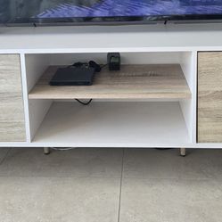 Mid Century 55 In TV Stand With Cabinets 