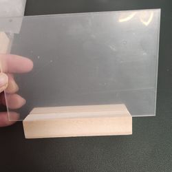 6 Acrylic sign holder with wood base Oak  | landscape
