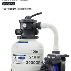 Sand Filter Pump for Above Ground Pool with Timer, 2/3 HP Pool Pumps 